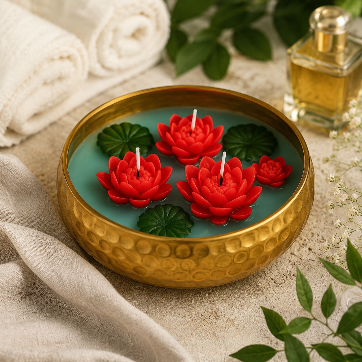 The Hammered Brass Urli Candle