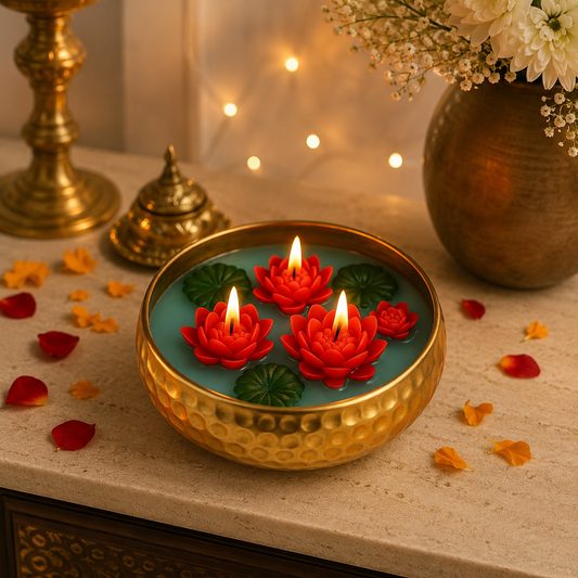 The Hammered Brass Urli Candle